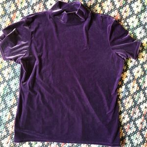 Purple velvet short sleeve turtleneck